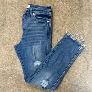 GAP Distressed Raw Hem High Rise Slim Straight Jeans Size 29